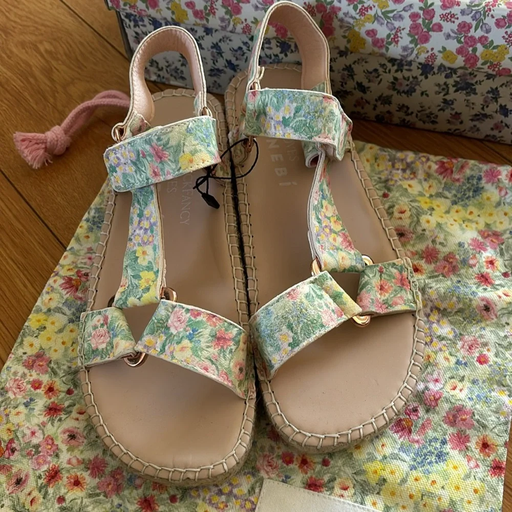 LoveShackFancy Loves Manebi Printed Soft Suede Shoes in Rainbow Skies